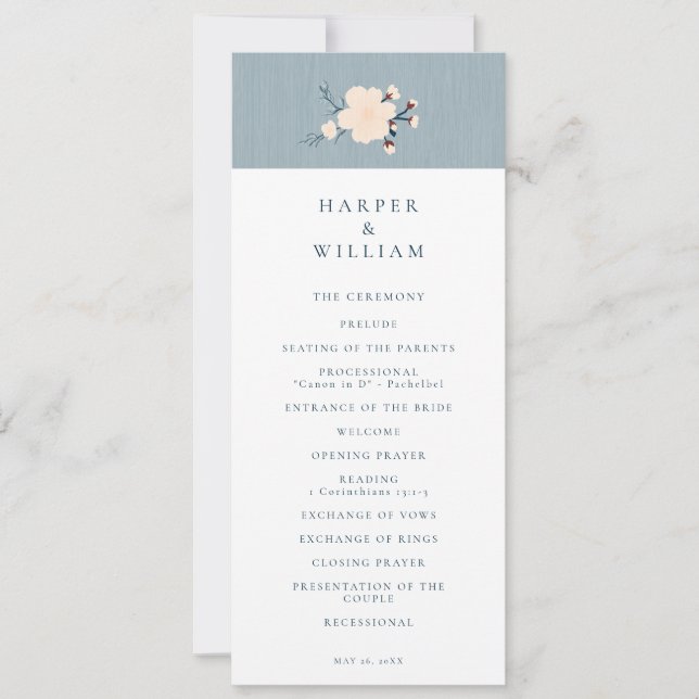 Cherry blossom japandi wedding program (Front)