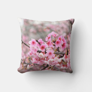 Cherry blossom Japanese floral pink Tree Flowers  Throw Pillow