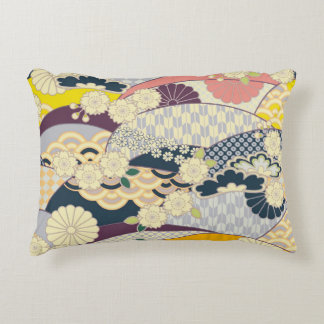 Cherry Blossom Japanese Floral Red White Accent Pillow