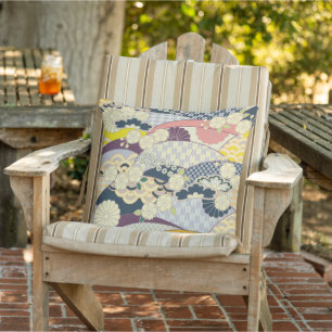 Cherry Blossom Japanese Floral Red White Patio Outdoor Pillow