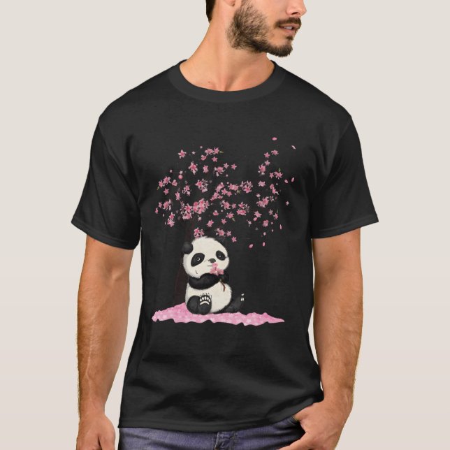 Cherry Blossom Japanese Panda T-Shirt (Front)