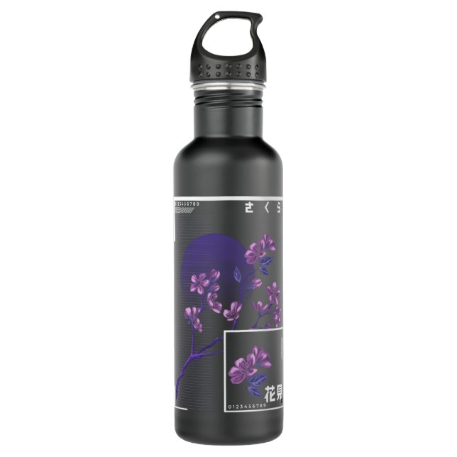 Cherry Blossom Japanese Retro Graphic Pullover Hoo 710 Ml Water Bottle (Front)