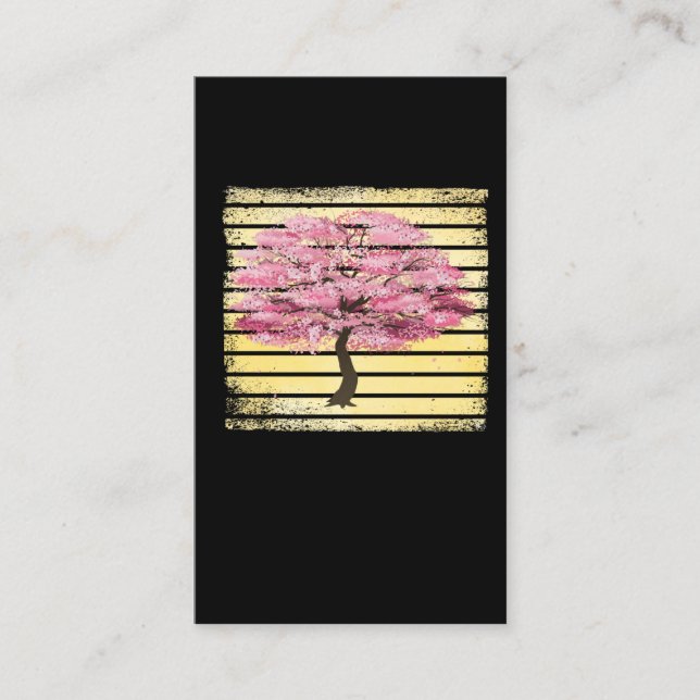 Cherry Blossom Japanese Retro Sakura Tree Business Card (Front)