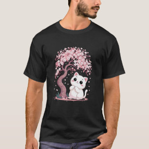 Cherry Blossom Japanese Tree Sweet cat Kitty Japan T-Shirt