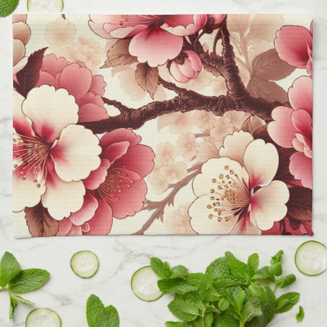 Cherry Blossom Kitchen Towel (Folded)