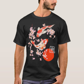 Cherry Blossom Koi Carp Fish Japanese Sakura Graph T-Shirt