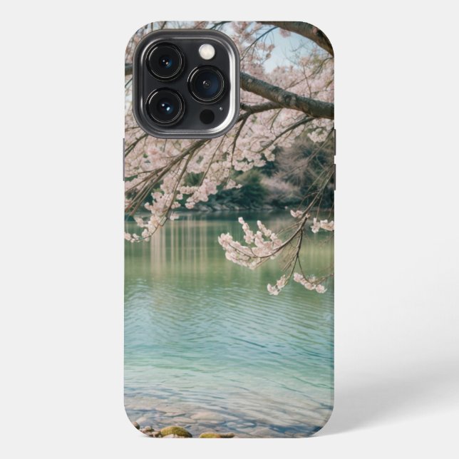 cherry blossom lake iPhone case (Back)