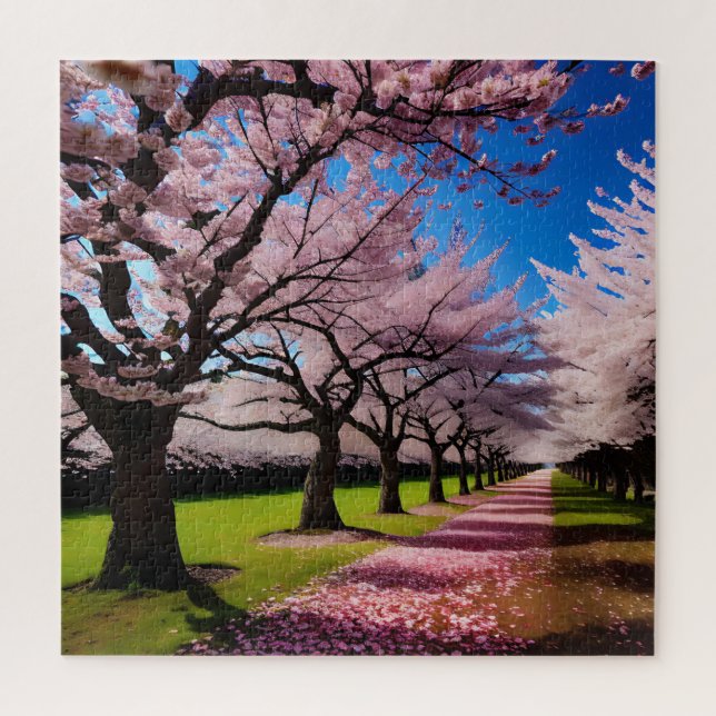 Cherry Blossom Lane, Jigsaw Puzzle (Vertical)