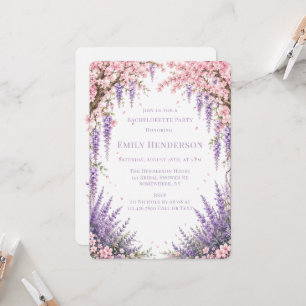 Cherry Blossom Lavender Tree Bachelorette Party Invitation
