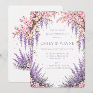 Cherry Blossom Lavender Tree Engagement Party  Invitation