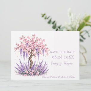 Cherry Blossom Lavender Tree Wedding Save The Date
