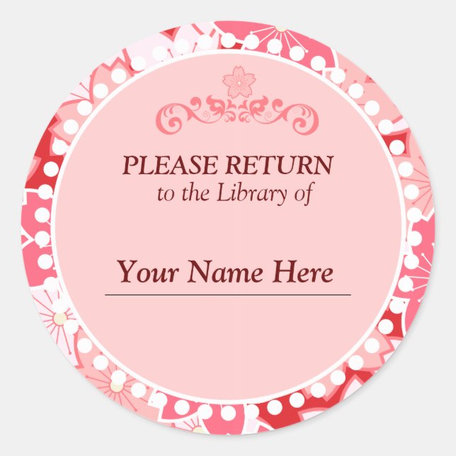 Cherry Blossom Library Ex-Libris Label (Front)