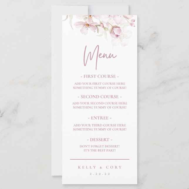 Cherry Blossom Menu Mariage Dîner (Devant)