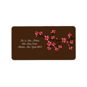 Cherry Blossom Mocha Wedding Bridal Return Label