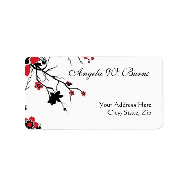Cherry Blossom Modern Custom Address Labels (Front)