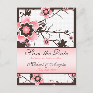 Cherry Blossom Modern Custom Save The Date Announcement Postcard