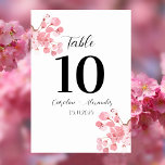 Cherry blossom Modern Oriental Sakura Wedding Tabl Table Number<br><div class="desc">Cherry blossoms,  sakura,  elegant,  chic,  script,  calligraphy Wedding table number. Simple,  minimalistic,  floral. Trendy,  budget table numbers. You can personalize with your names,  number and the date.</div>