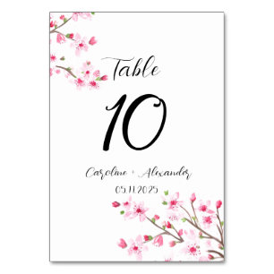 Cherry blossom Modern Oriental Sakura Wedding Table Number