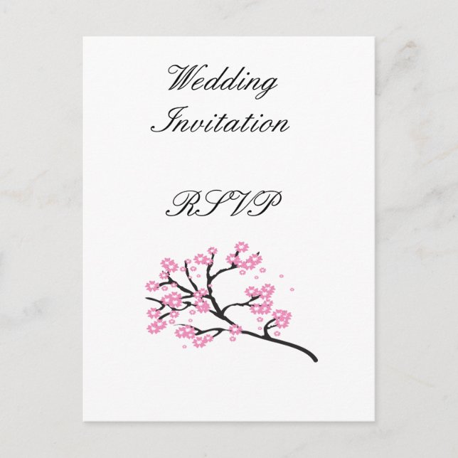 Cherry Blossom Modern Simple Elegant Wedding Ideas Invitation Postcard (Front)