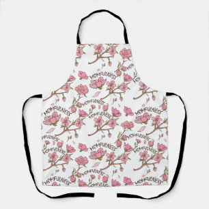 Cherry Blossom Momfulness Pink Floral Pattern Apron