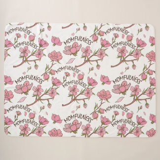 Cherry Blossom Momfulness Pink Floral Pattern Sherpa Blanket