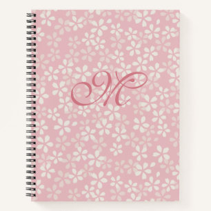 Cherry Blossom Monogram. Dusty Rose. Sakura. Notebook