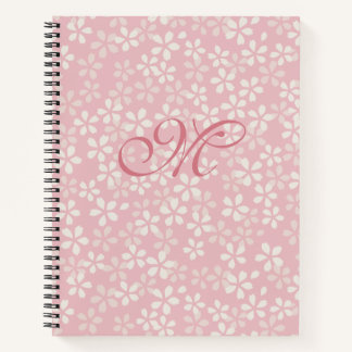 Cherry Blossom Monogram. Dusty Rose. Sakura. Notebook