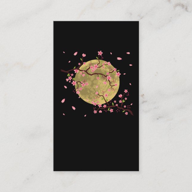 Cherry Blossom Moon Japanese Sakura Tree Business Card (Front)