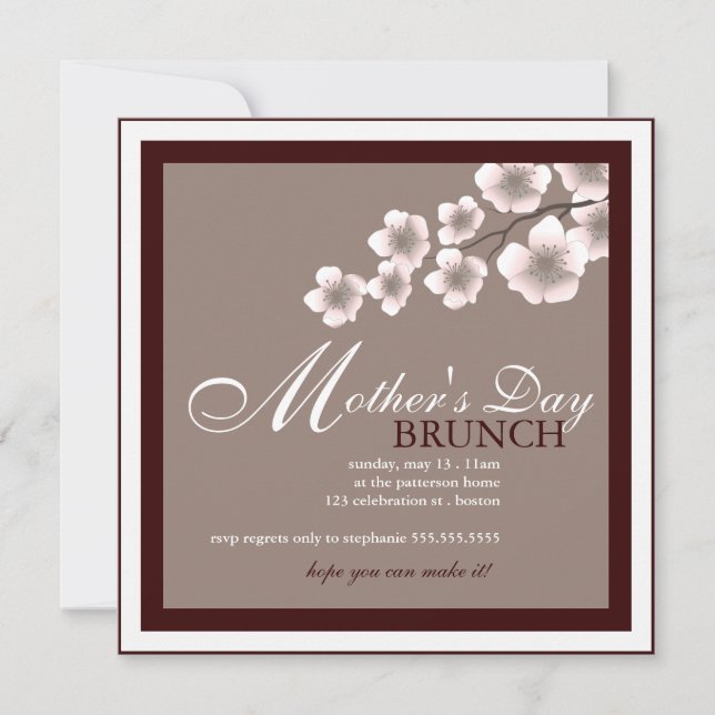 Cherry Blossom Mother's Day Brunch Invitation (Front)