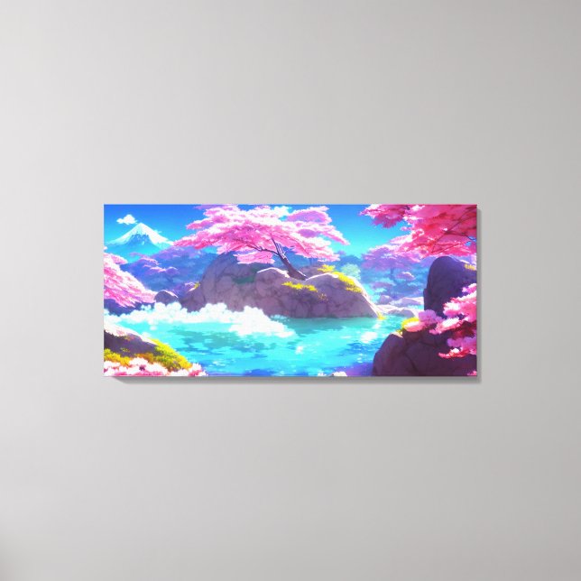 Cherry Blossom Mountain Canvas Print (Front)