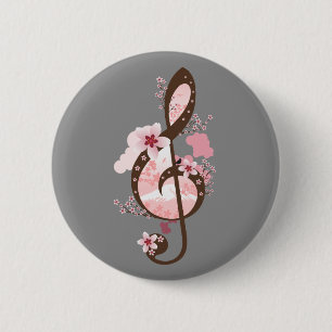 Cherry Blossom Music 2 Inch Round Button