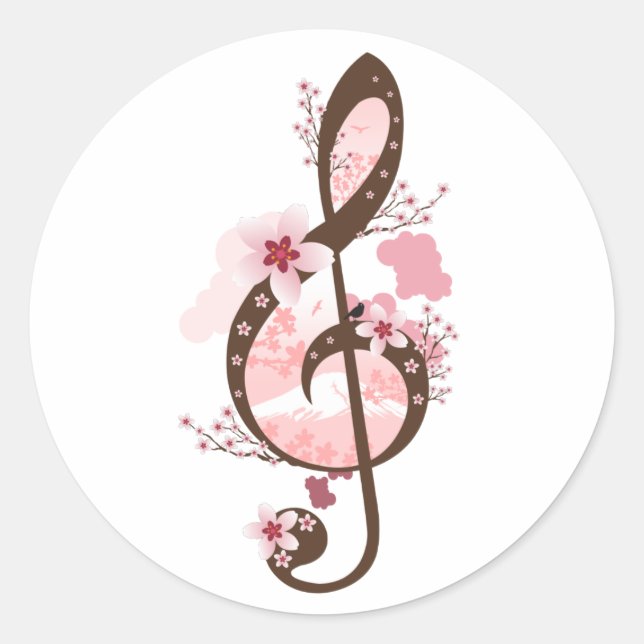 Cherry Blossom Music   Classic Round Sticker (Front)