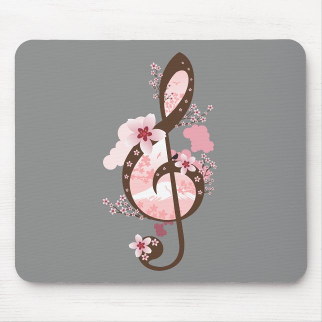 Cherry Blossom Music Mouse Pad (Front)