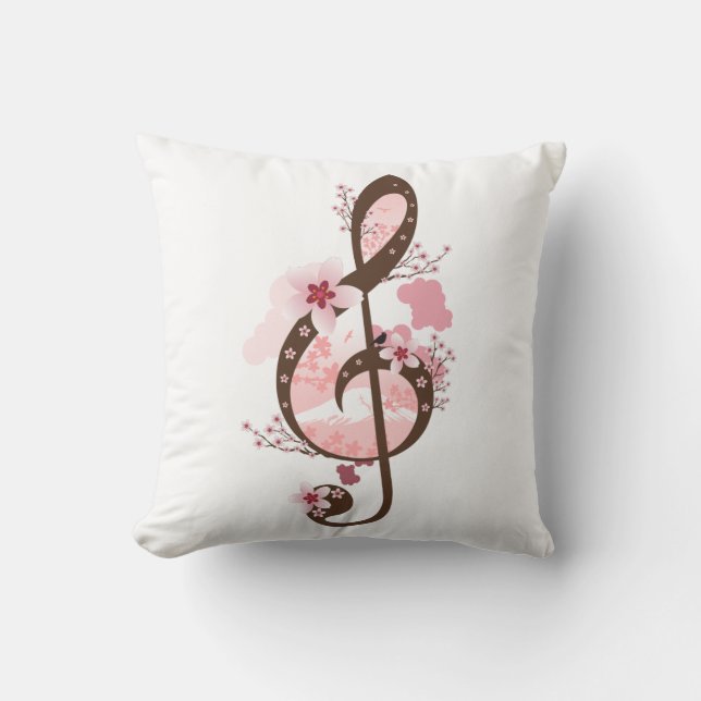Cherry Blossom Music  Throw Pillow (Front)