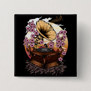 Cherry Blossom Musical 2 Inch Square Button