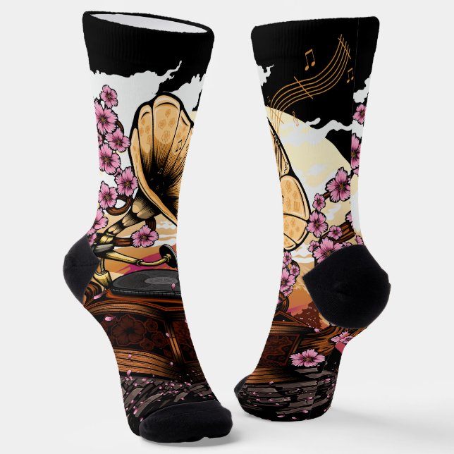 Cherry Blossom Musical Socks (Angled)