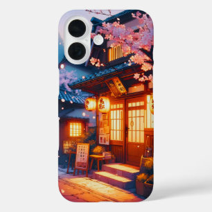 Cherry Blossom Night in Old Japan iPhone 16 Case