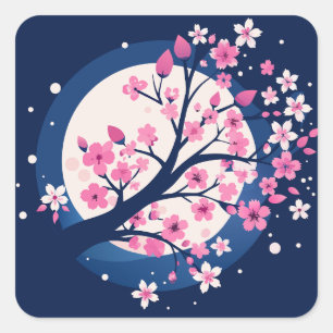 Cherry Blossom Nights Square Sticker