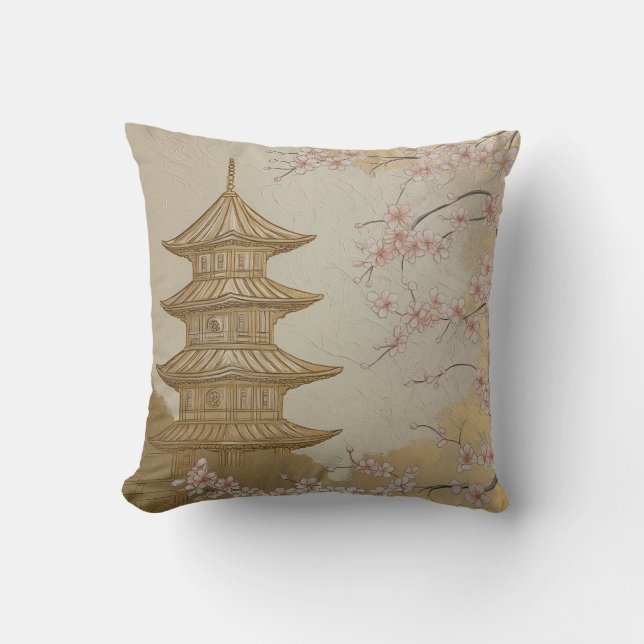 Cherry Blossom Pagoda Coussin (Recto)