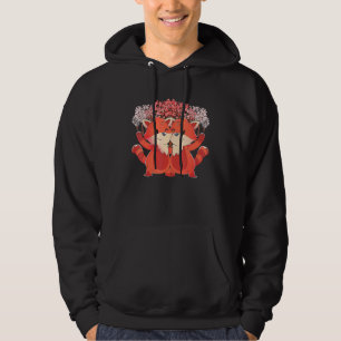 Cherry Blossom Pandas Chinese Wildlife Animal Red Hoodie