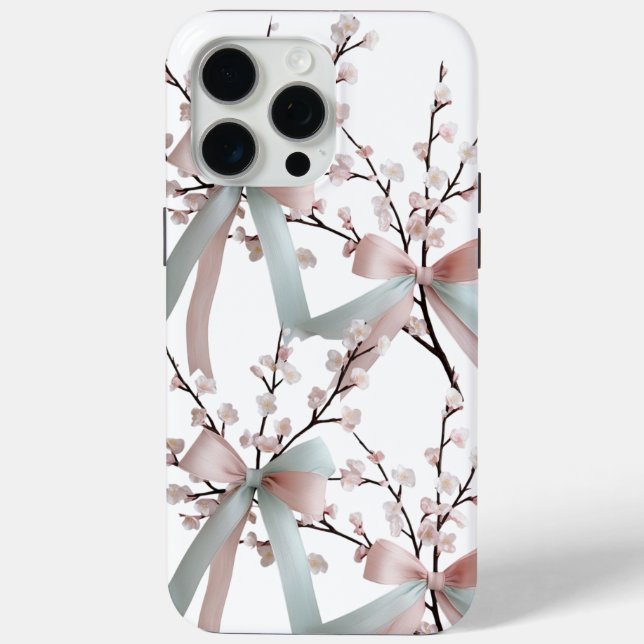 Cherry Blossom Pastel Bow iPhone 15 Pro Max Coque (Verso)