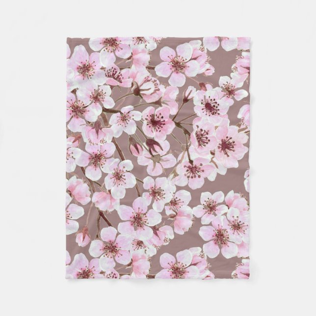 Cherry blossom pattern fleece blanket (Front)