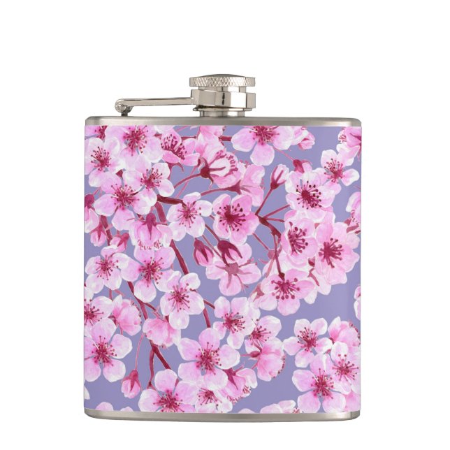 Cherry blossom pattern hip flask (Front)