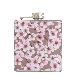 Cherry blossom pattern hip flask