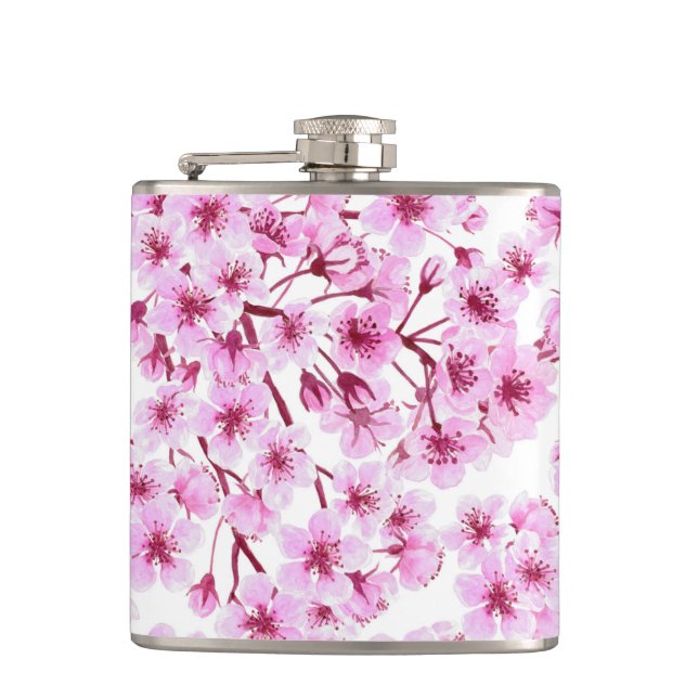 Cherry blossom pattern hip flask (Front)