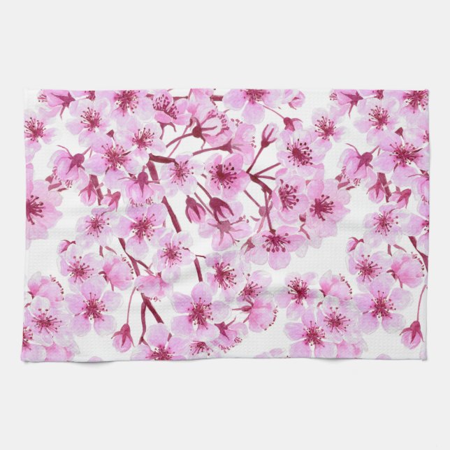 Cherry blossom pattern kitchen towel (Horizontal)
