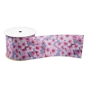 Cherry blossom pattern satin ribbon