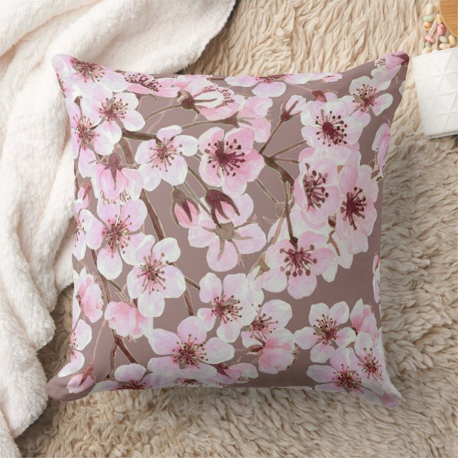 Cherry blossom pattern throw pillow (Blanket)