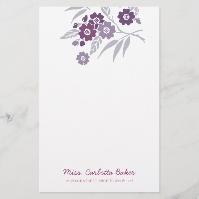 Cherry Blossom Personal Stationery (Front)