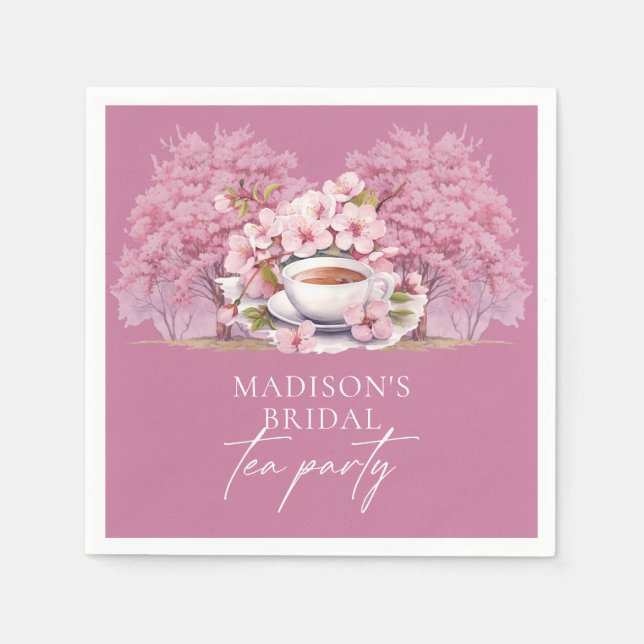 Cherry Blossom Personalized Bridal Tea Shower Napkin (Front)